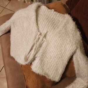 Chic White Fuzzy Cardigan
